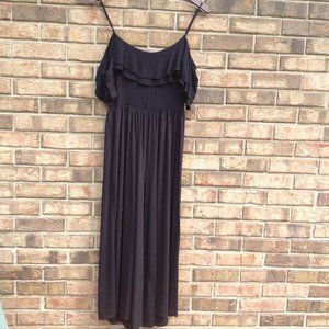 Black Off Shoulder Ruffle Jumpsuit